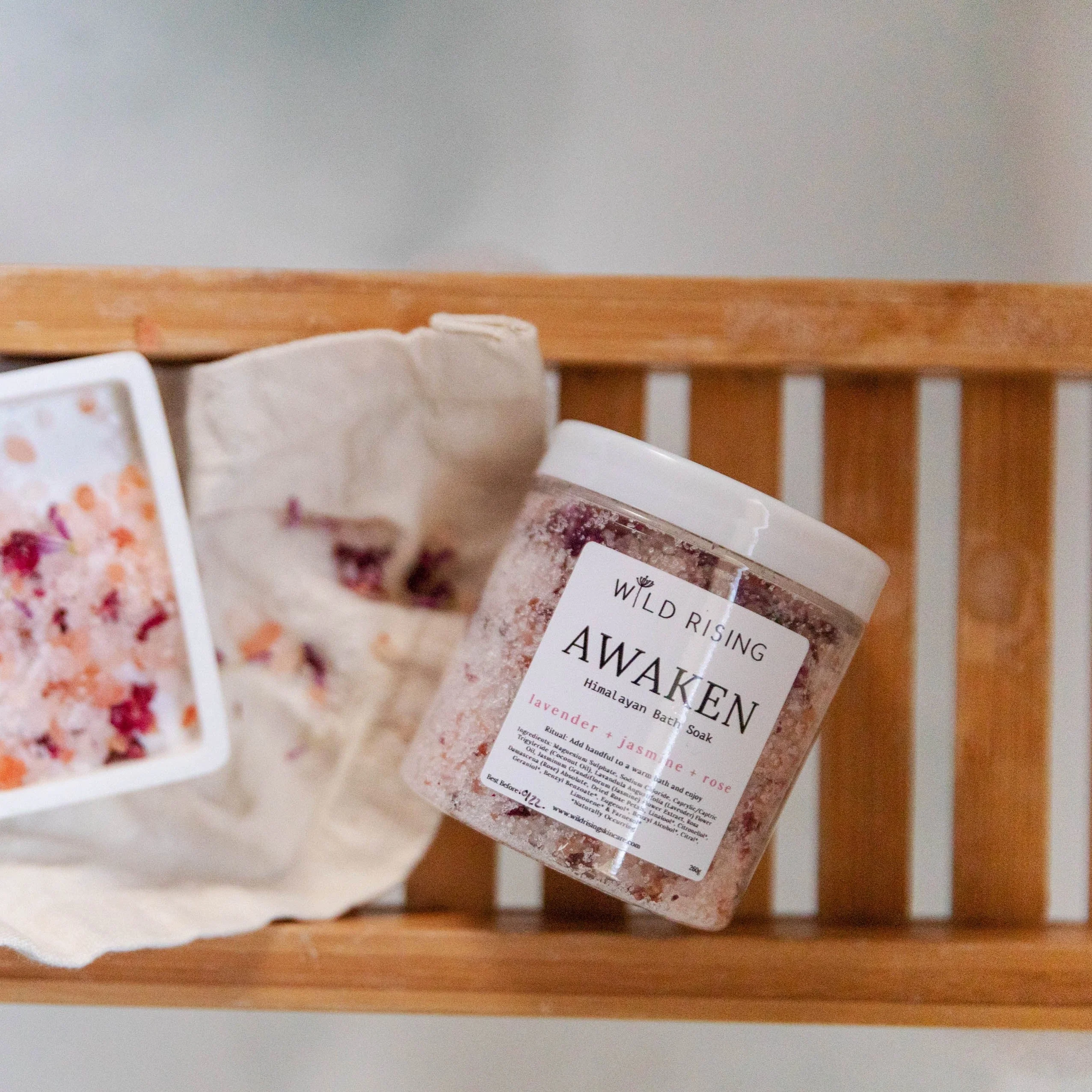 Wild Rising Skincare - Awaken - Lavender, Jasmine and Rose Bath Salts 300g - Image 4
