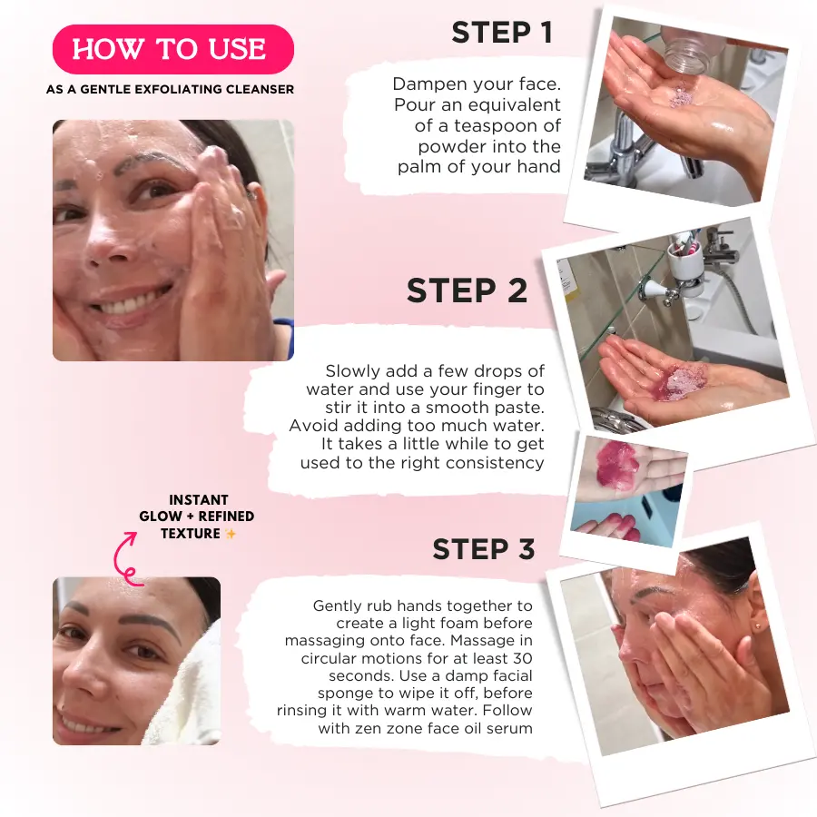 Beauty Cleanse Skincare - Pink Ubtan | Vegan Powder Cleanser & Face Mask - Image 3