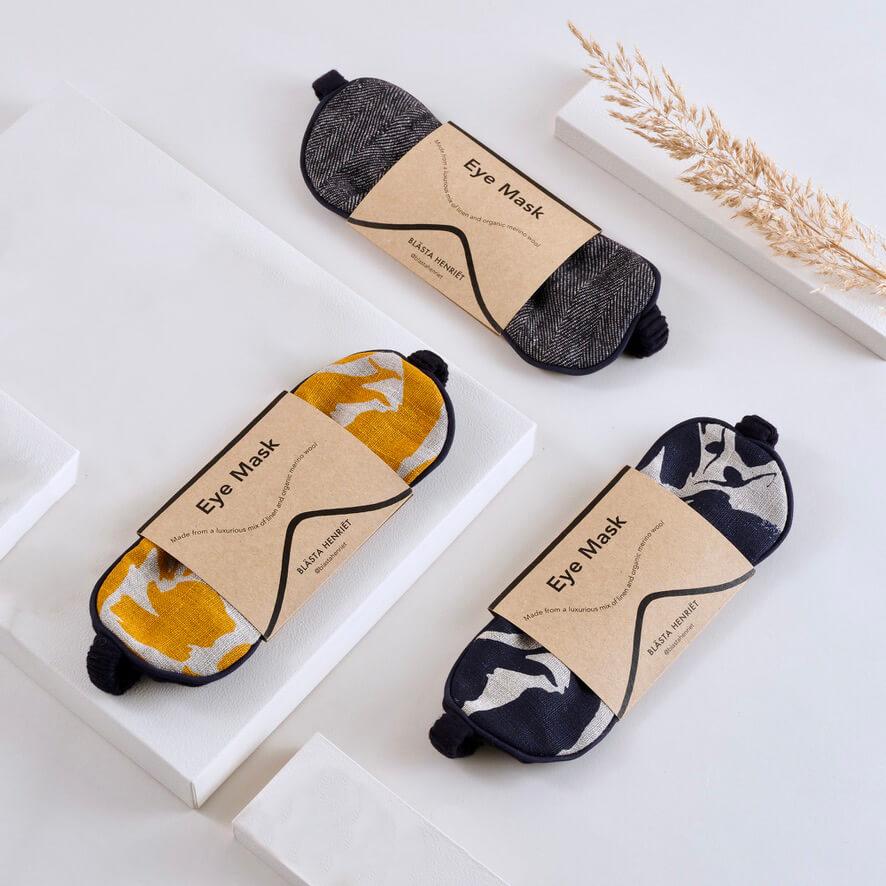 Blasta Henriet Eye Mask - Linen/Merino Printed Navy Creatures - Image 3