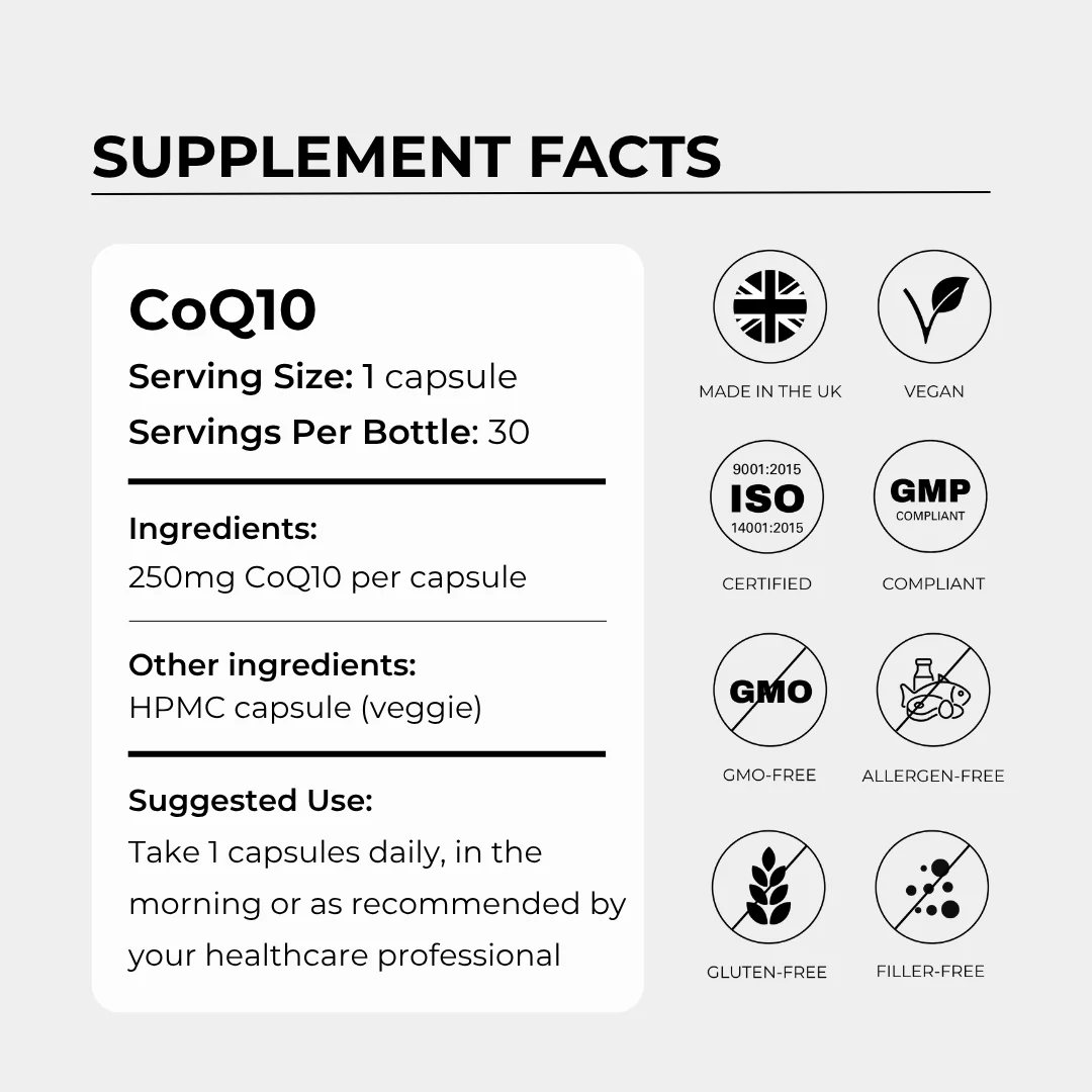 Charava UK - CoQ10 - Ubiquinone Coenzyme Q10 250mg - Image 5