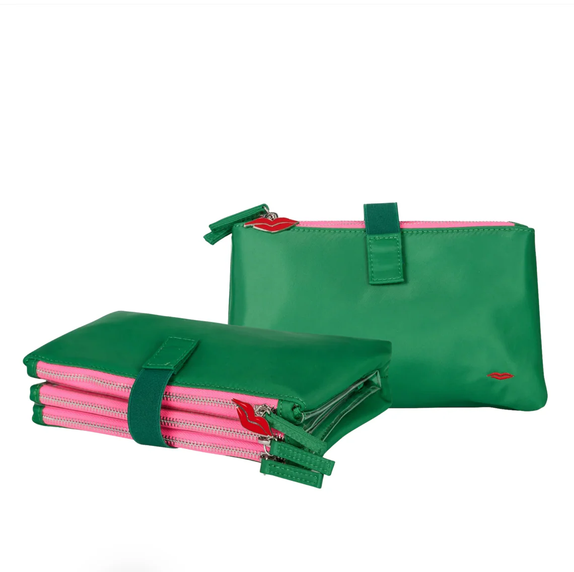 Donna May London Green Knick-Knack Bag Max โ 3 Clear Pocket Beauty Organiser