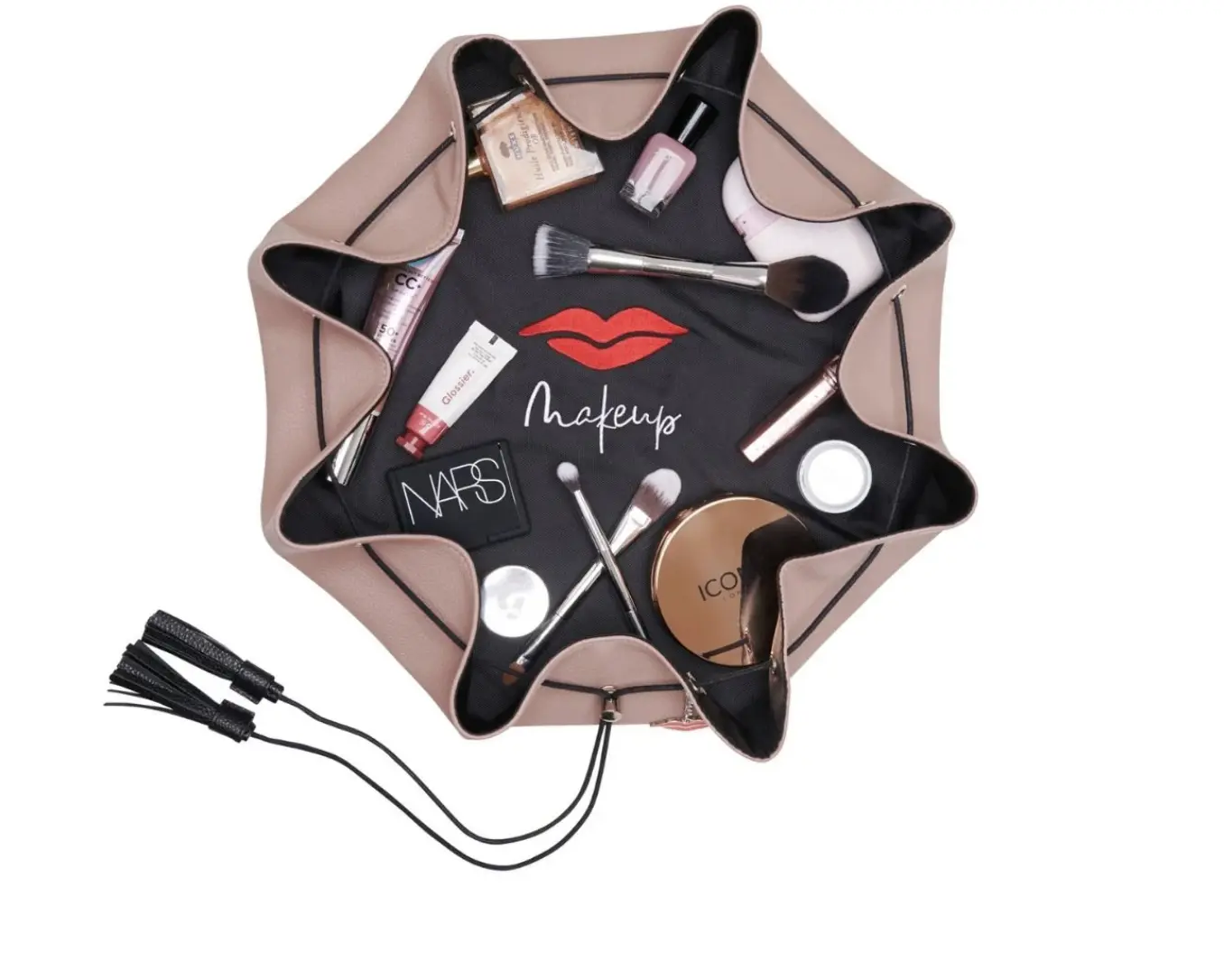 Donna May London Lay Flat Makeup Bag in Nude