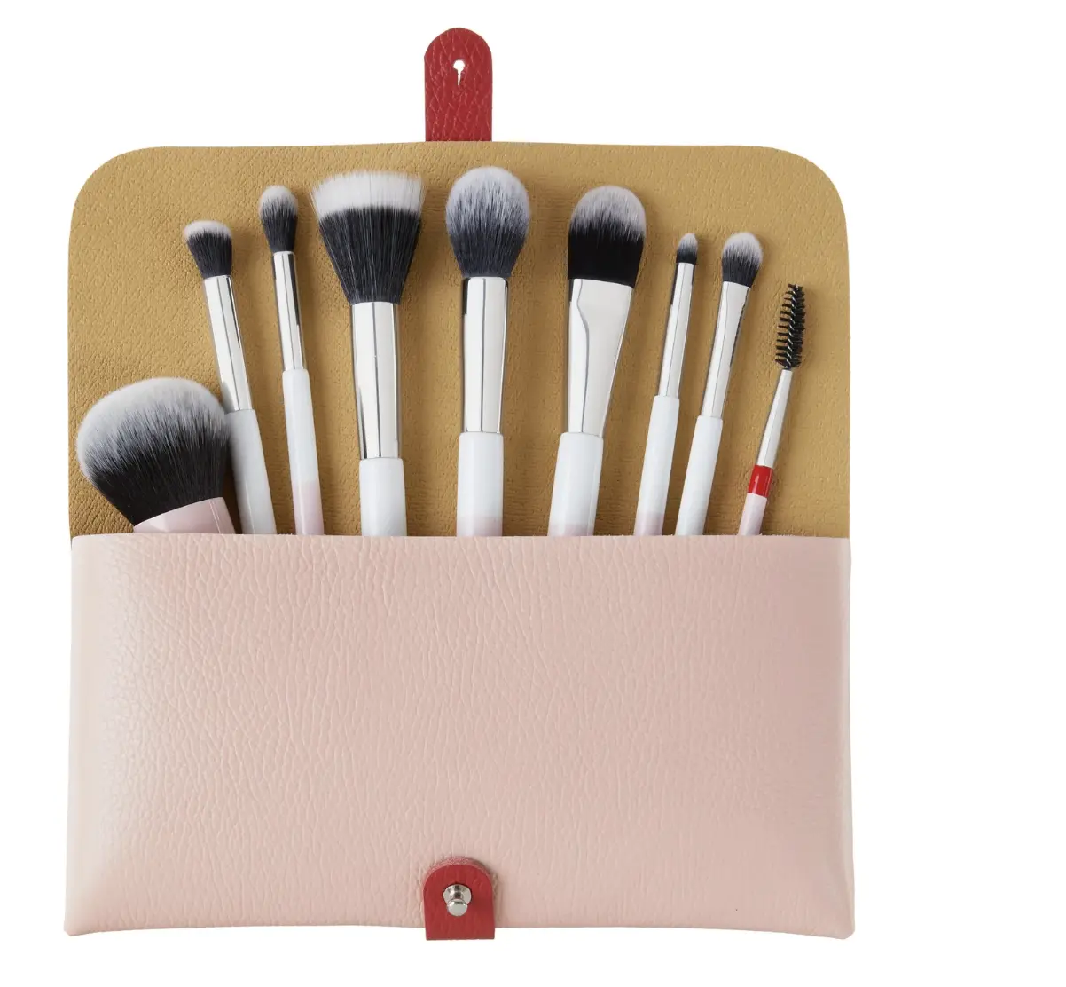 Donna May Makeup Brush Case - Pink & Red Leather - Image 2