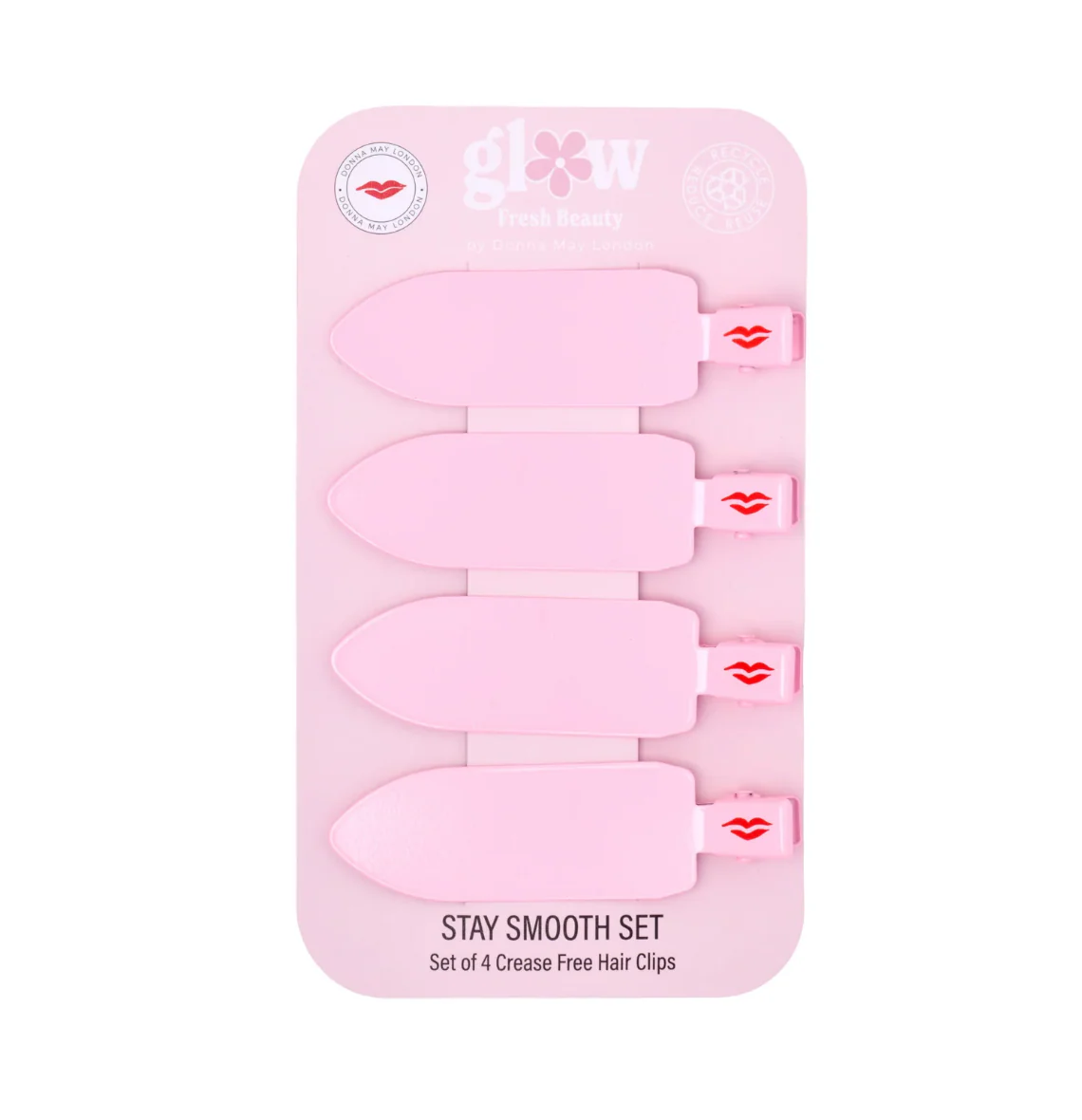 Donna May London Stay Smooth Set – 4 Crease-Free Hairclips in Donna May Pink