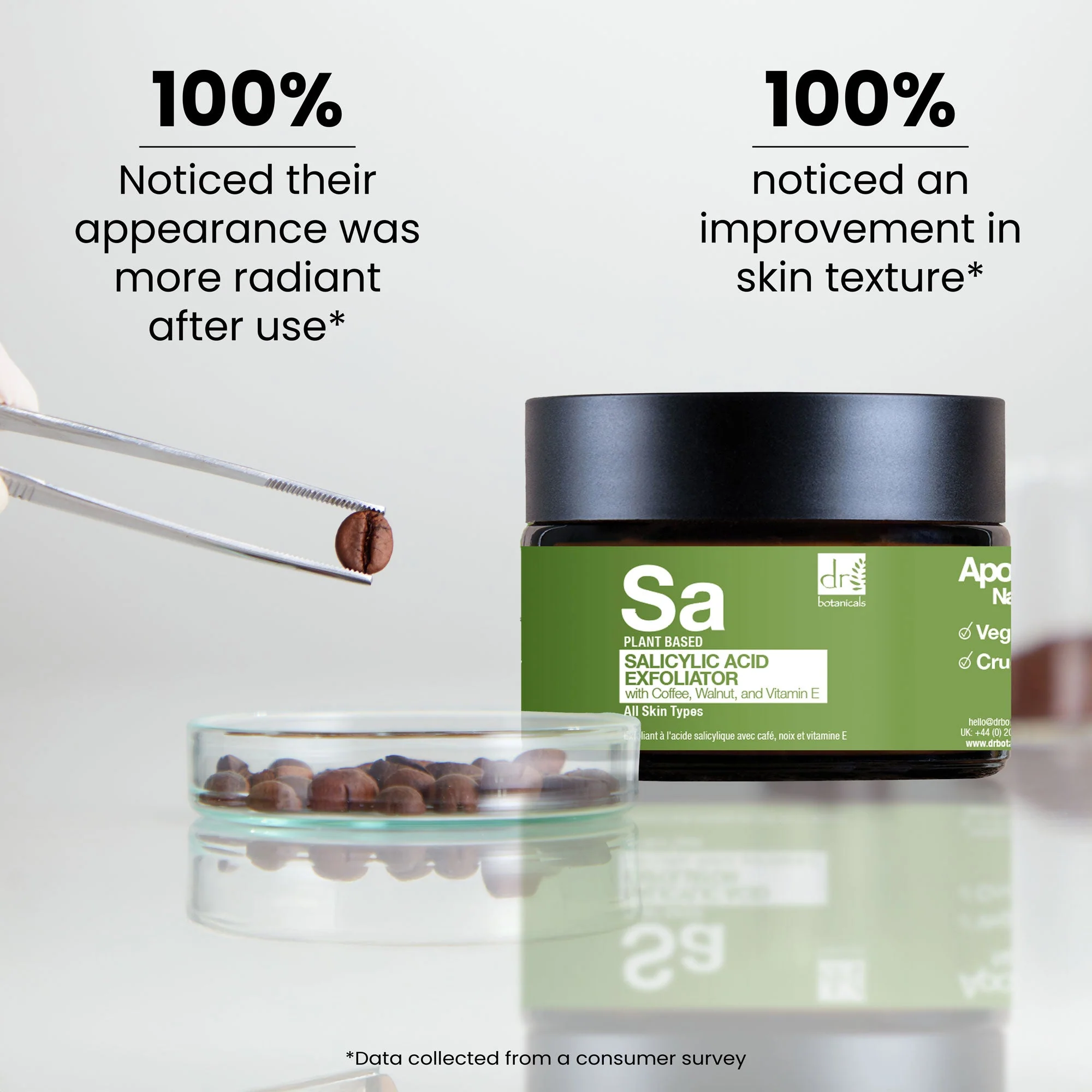 Dr Botanicals - Salicylic Acid Exfoliator with Coffee, Walnut & Vitamin E 60ml - Image 2