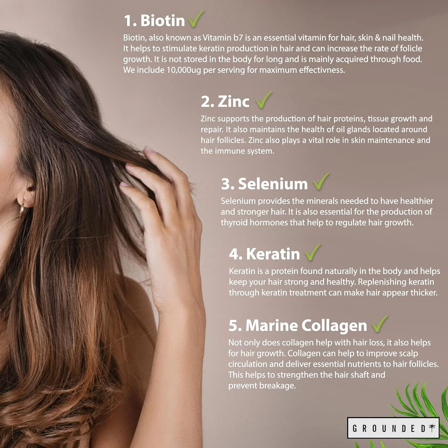 Grounded Body - Grounded Biotin Hair Growth Complex 10,000mcg Tablets - Image 3