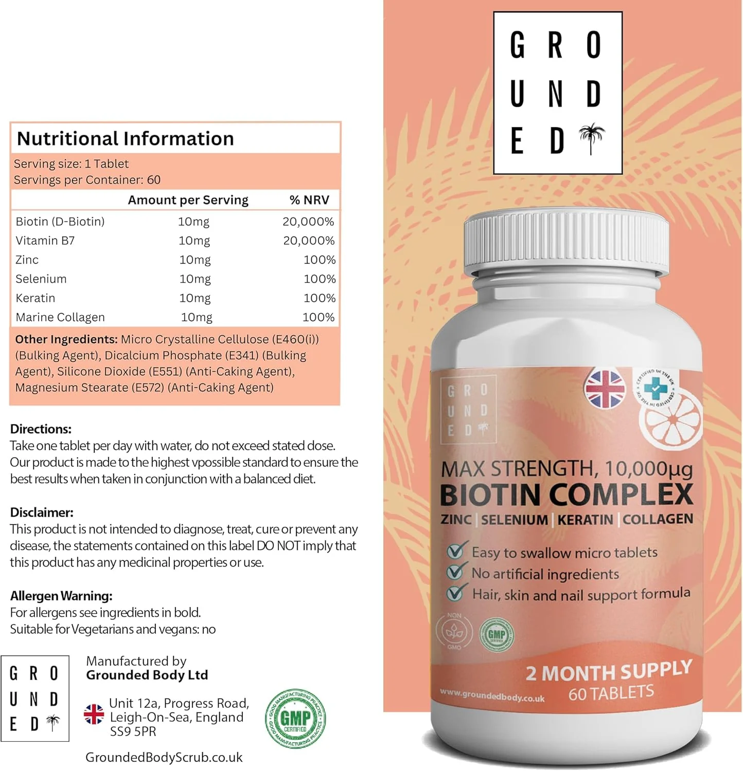 Grounded Body - Grounded Biotin Hair Growth Complex 10,000mcg Tablets - Image 5