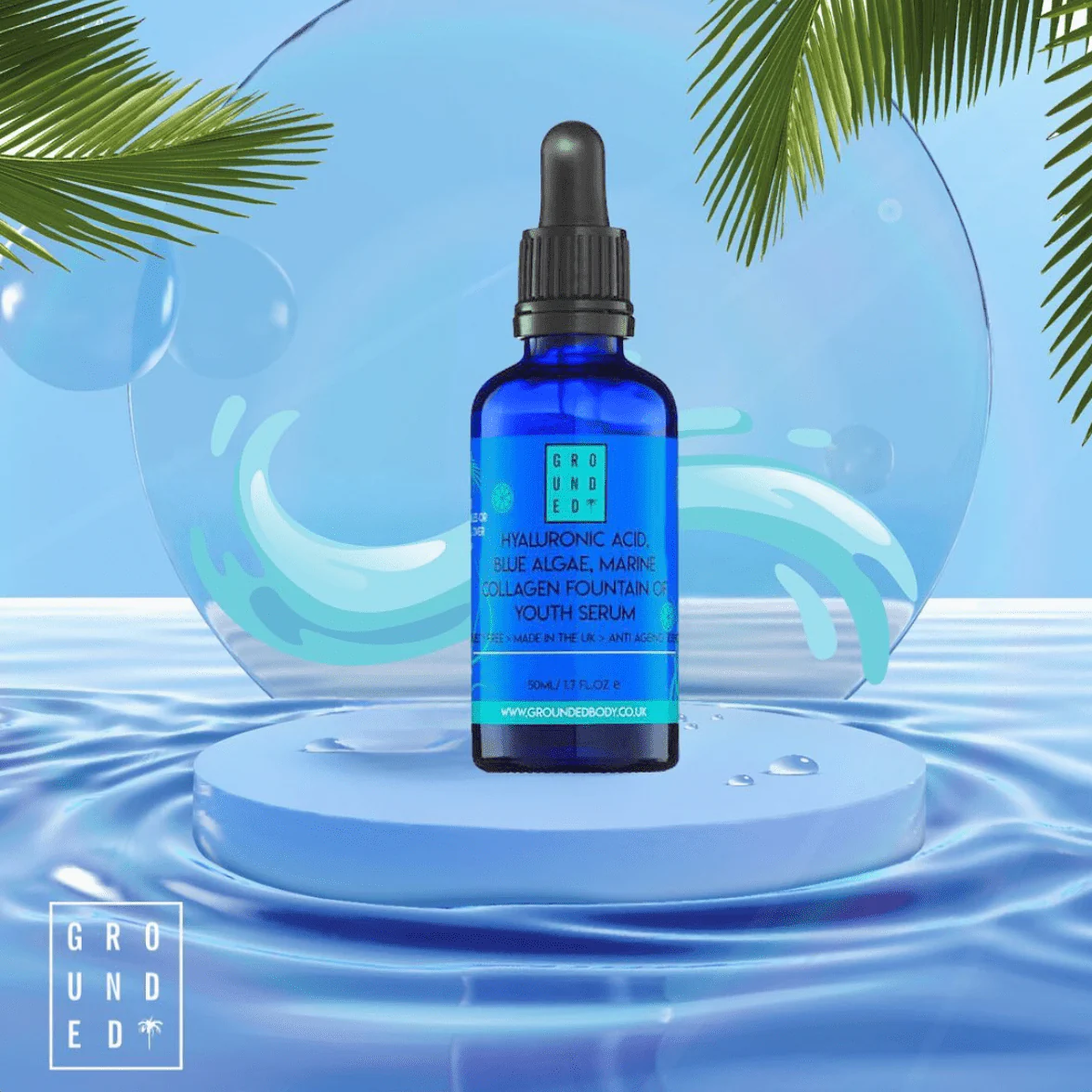 Grounded Body - Blue Algae & Collagen Fountain of Youth HA Facial Serum - Image 4