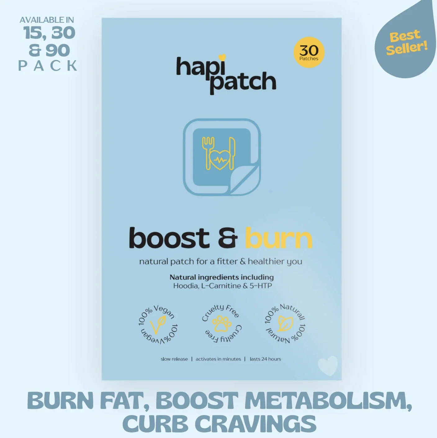 Hapi Patch - Boost and Burn Patches, 30 Pack