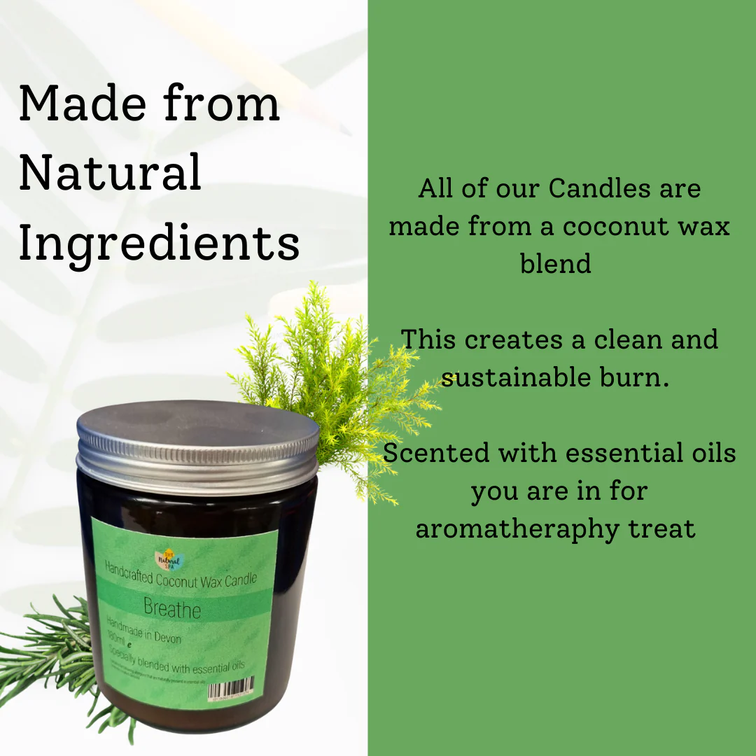 The Natural Spa - Breathe hand poured coconut wax candle - 2 size options - Image 3