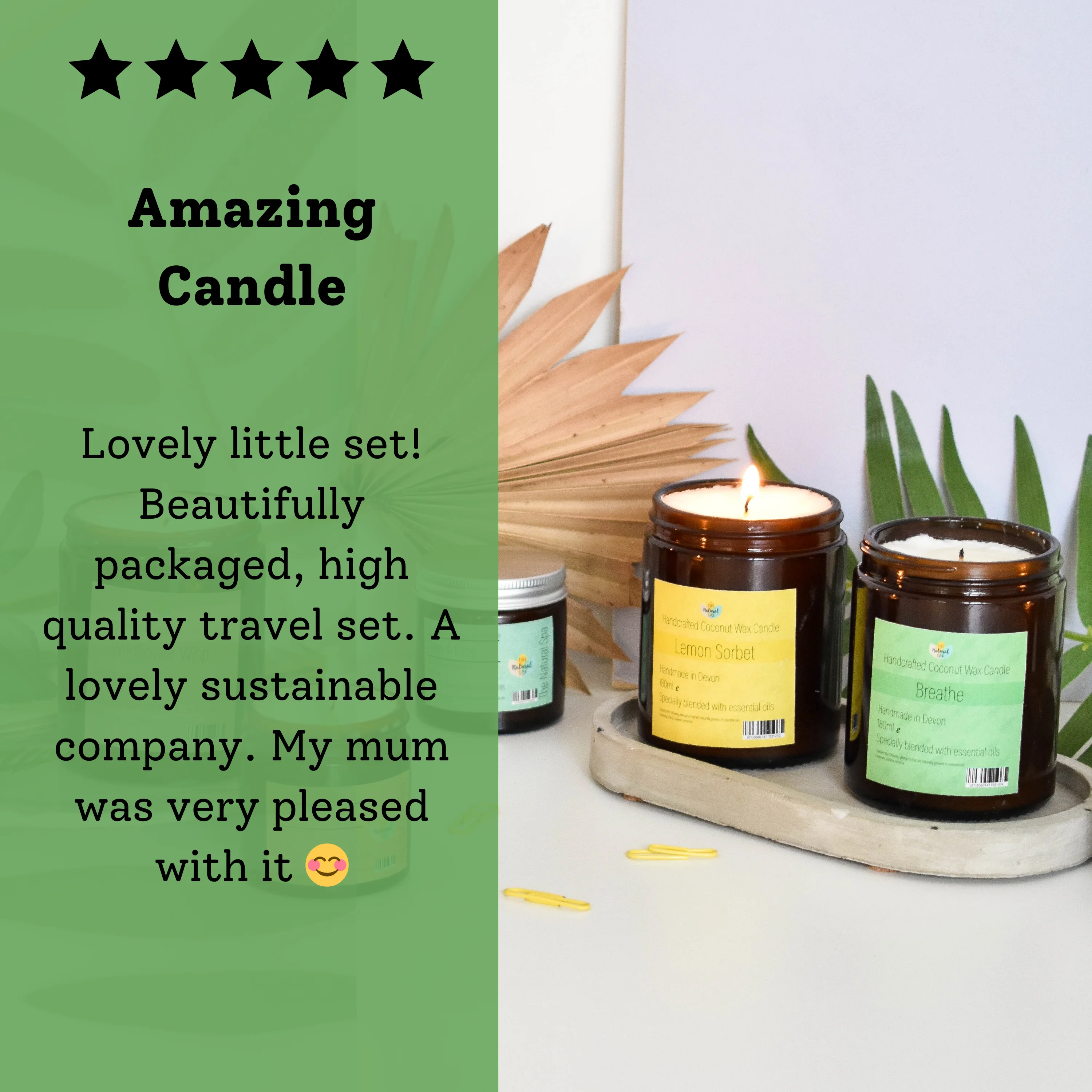 The Natural Spa - Breathe hand poured coconut wax candle - 2 size options - Image 8