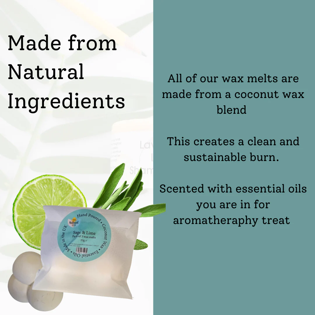 The Natural Spa - Sage & Lime Coconut Wax melts - Pack of 3 - Image 4