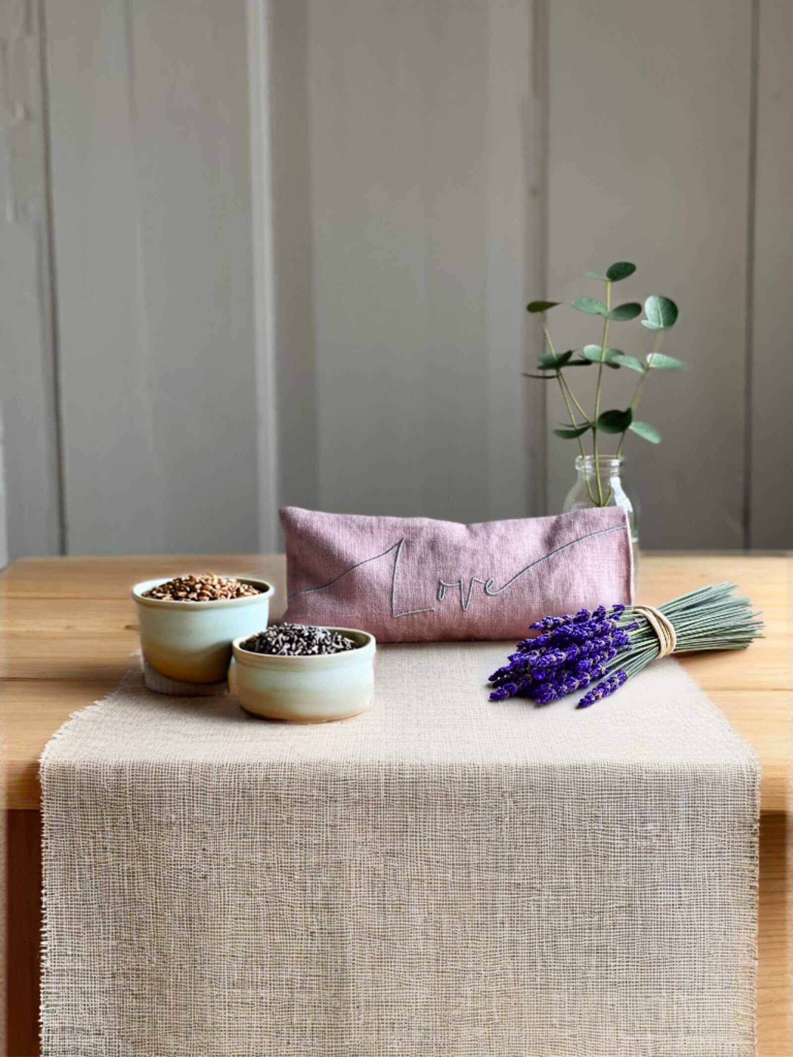 The Norfolk Eye Pillow Company - Love Embroidered Linen and Lavender Eye Pillow - Image 3
