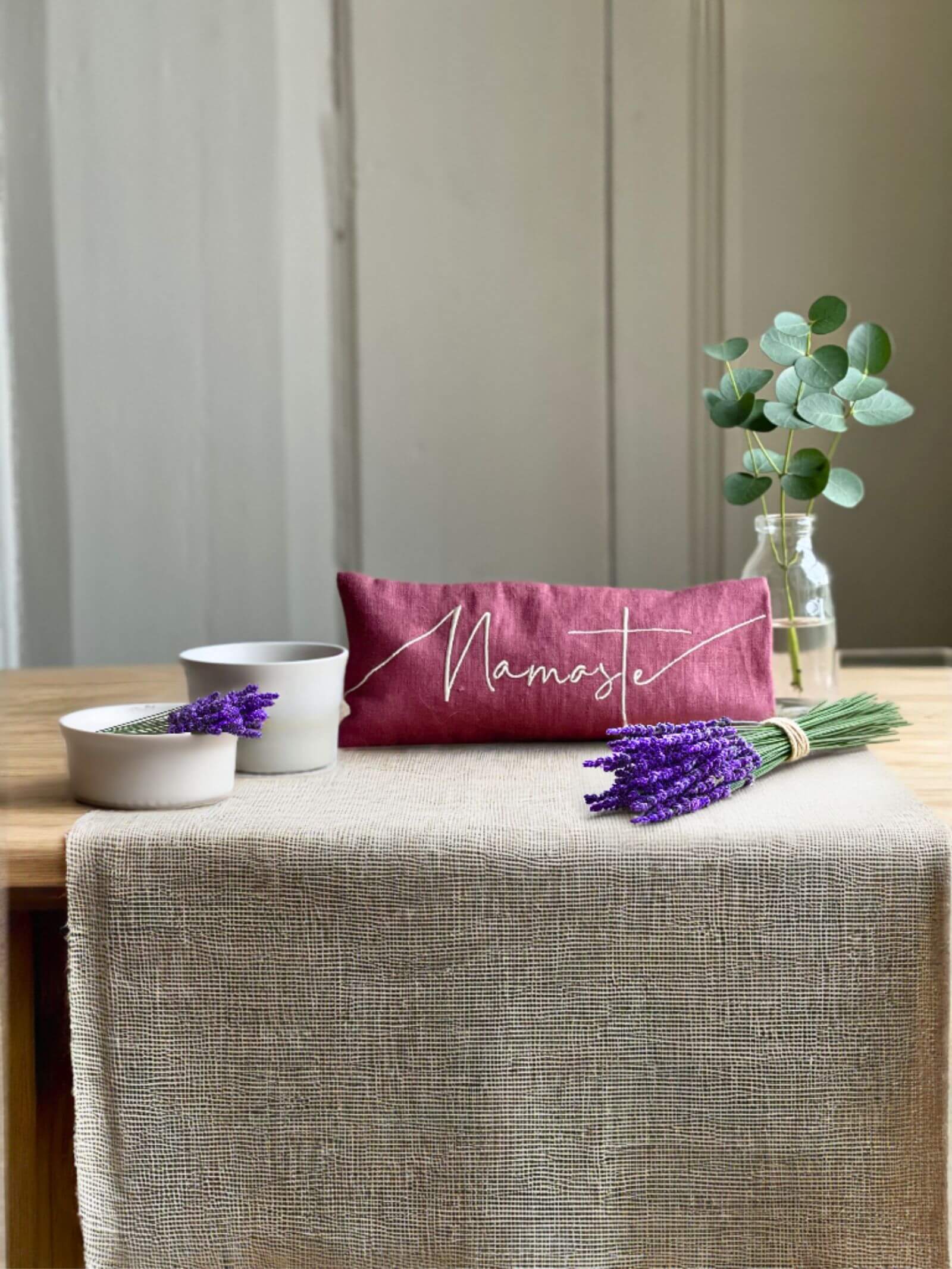 The Norfolk Eye Pillow Company - Namaste Embroidered Linen and Lavender Eye Pillow - Image 2