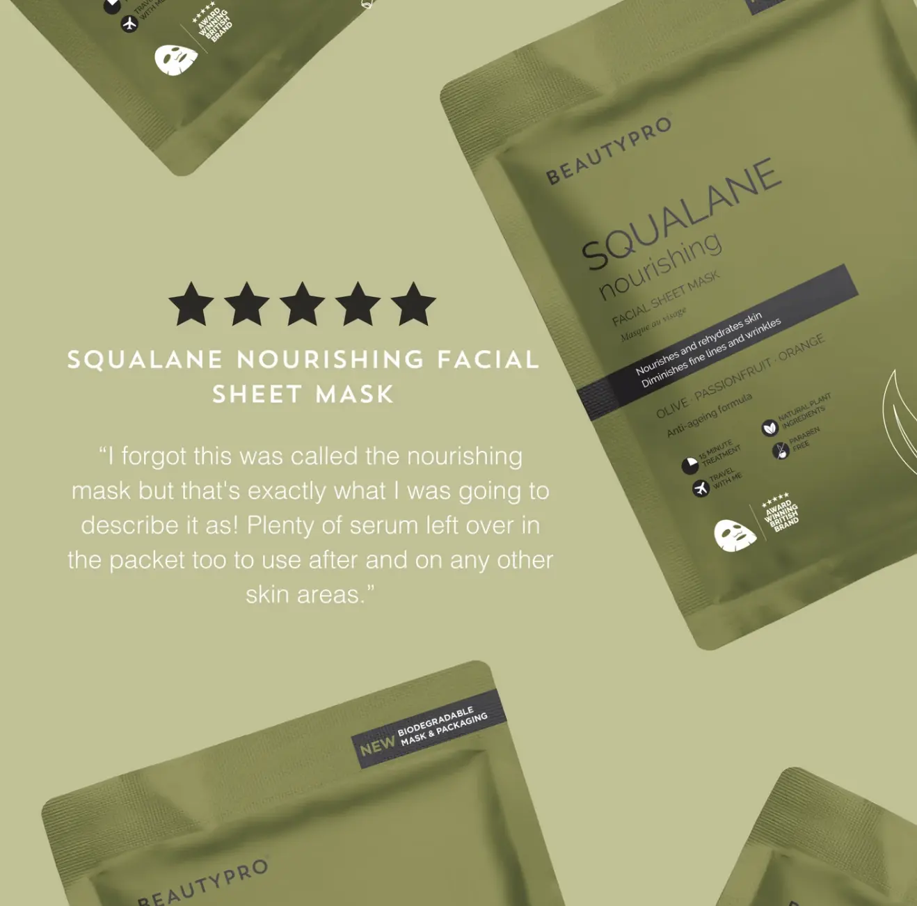 Beauty Pro SQUALANE Nourishing Facial Sheet Mask - Image 4