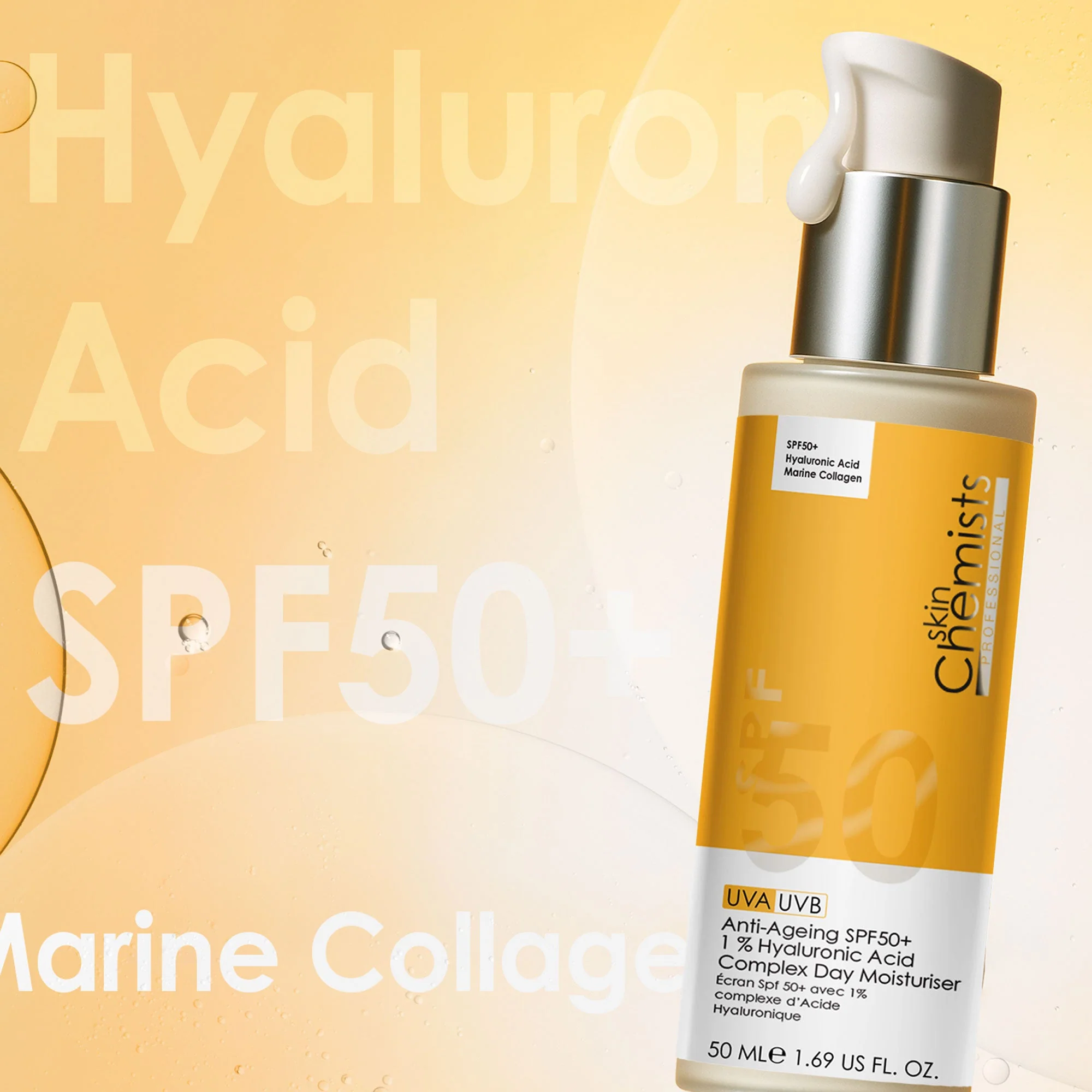 skinChemists Anti-Ageing SPF50+ 1 % Hyaluronic Acid Complex Day Moisturiser - Image 3