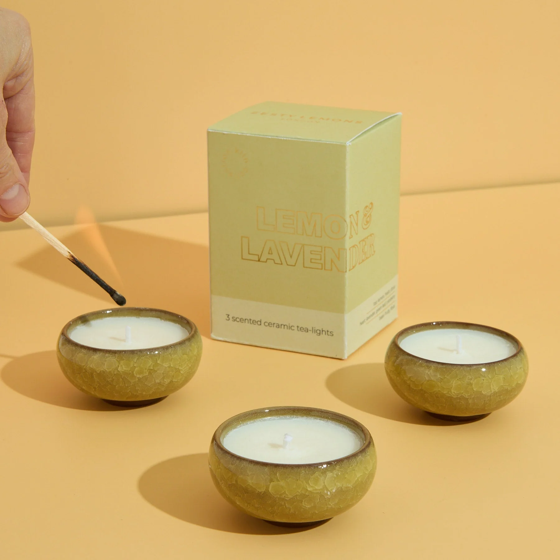 Zesty Lemons Contemporary Kiln Yellow Tea Lights - Lemon & Lavender - Image 2