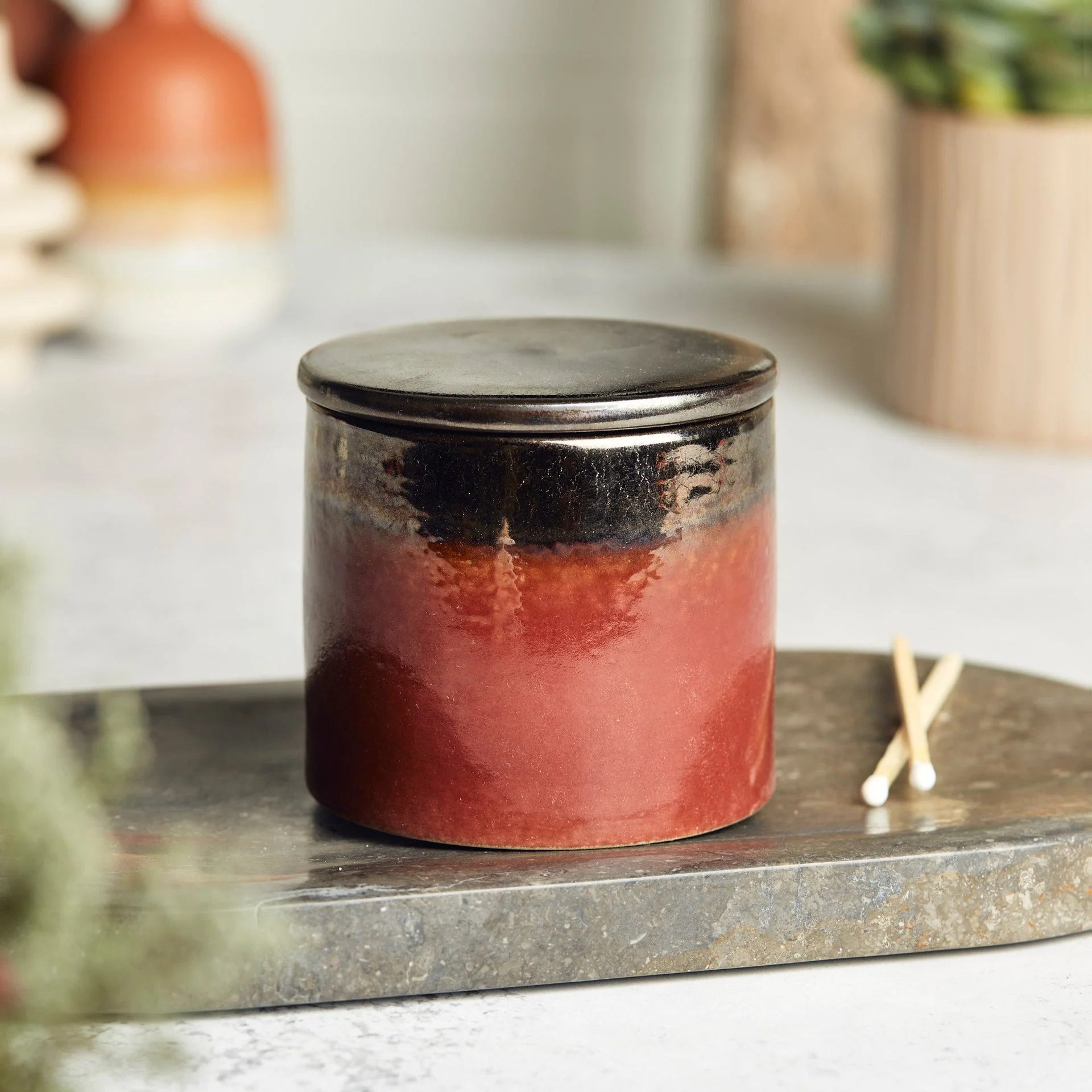 Zesty Lemons Kiln: Copper & Bronze Ceramic Candle - Pink Fizz & Polemo - Image 3