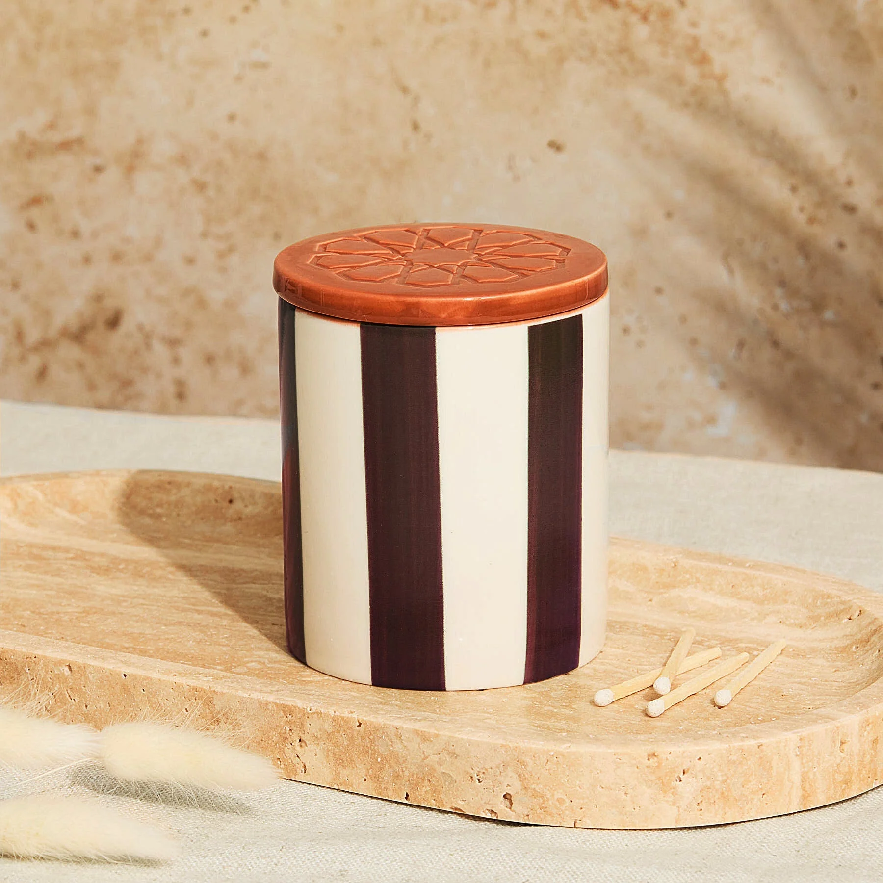 Zesty Lemons Marrakesh: Chocolate Striped Candle - Image 5
