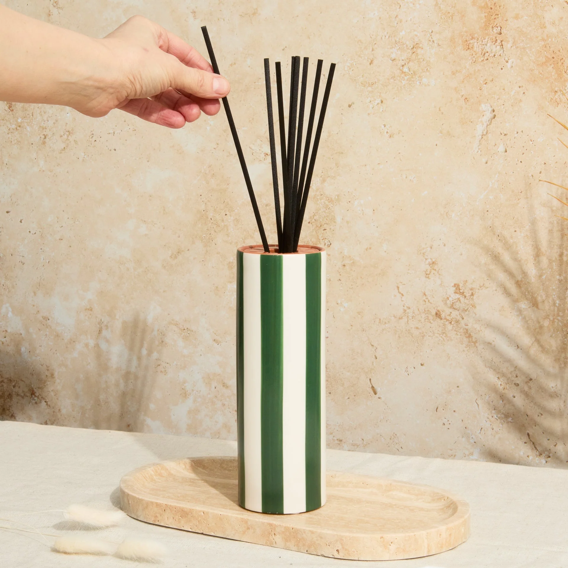 Zesty Lemons Marrakesh: Olive Striped Diffuser - Oud & Leather - Image 2